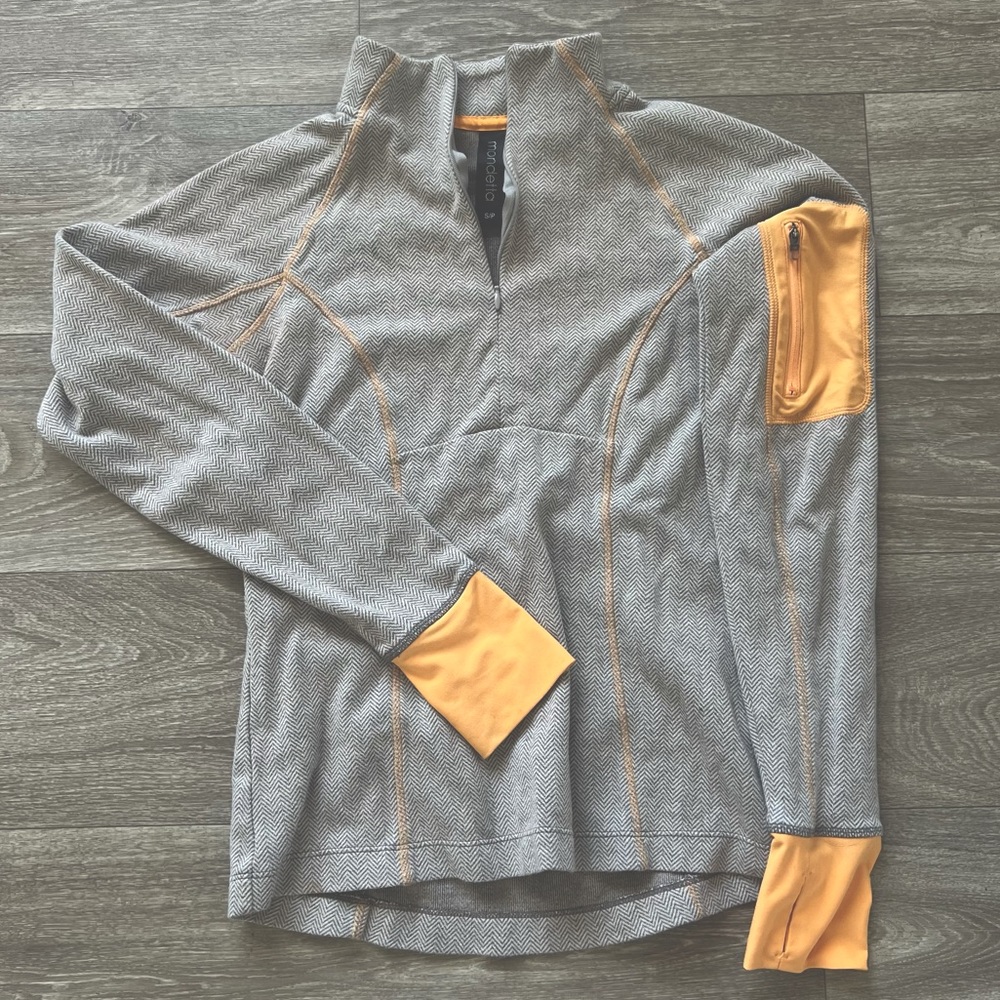 Grey & Orange Long Sleeve Workout Top